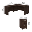 Pemberly Row L Shaped Desk with Drawers - Black Walnut - Engineered Wood