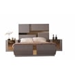 Pemberly Row Gold Detailed Tufted Queen Bed made with Wood in River Sand Gray