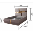 Pemberly Row Gold Detailed Tufted Queen Bed made with Wood in River Sand Gray