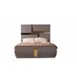 Pemberly Row Gold Detailed Tufted Queen Bed made with Wood in River Sand Gray