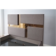 Pemberly Row Gold Detailed Tufted Queen Bed made with Wood in River Sand Gray