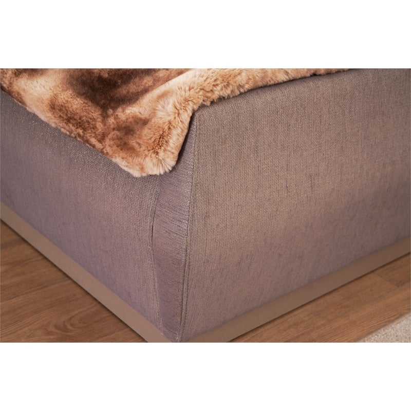Pemberly Row Gold Detailed Tufted Queen Bed made with Wood in River Sand Gray