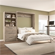 Pemberly Row Queen Murphy Bed & Shelving Unit withDrawers (101W) in Rustic Brown