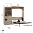 Pemberly Row Queen Murphy Bed & Shelving Unit withDrawers (101W) in Rustic Brown