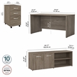 Pemberly Row 60W Desk with Storage and Drawers in Hickory - Engineered Wood