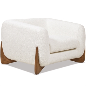 Pemberly Row Contemporary 43.5&quot Arm Chair Ivory White Boucle