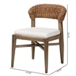 Pemberly Row Brown Mahogany Wood and Natural Rattan Dining Chair
