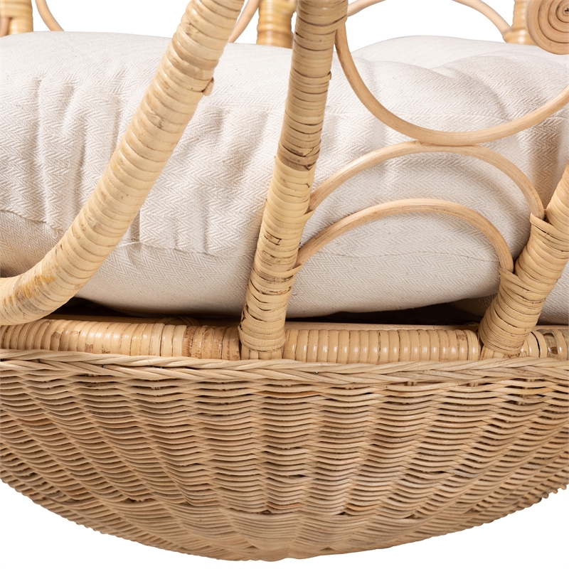 Pemberly Row Modern Bohemian Natural Brown Rattan Hanging Chair