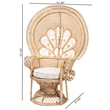Pemberly Row Modern Bohemian Natural Brown Rattan Peacock Accent Chair