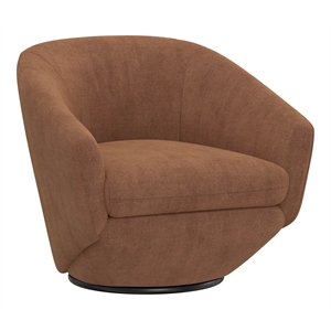 Pemberly Row Modern Fabric Upholstered Accent Swivel Chair in Rust