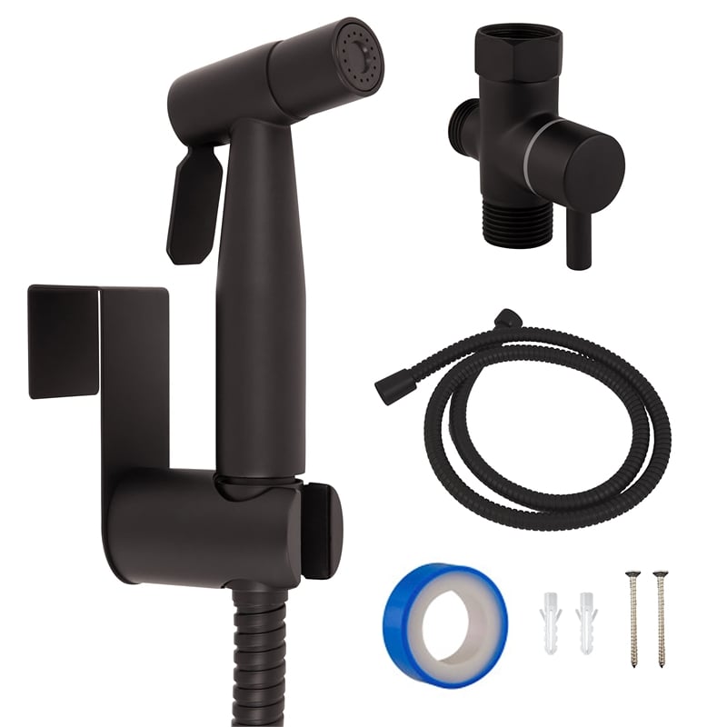 Pemberly Row Modern Stainless Steel Bidet Sprayer in Matte Black