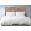 Pemberly Row Coastal Rattan/Wood Queen Headboard in Gray Finish