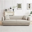 Pemberly Row Mid-Century Modern Living Room Luxury Fabric Linen Couch in Cream