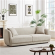 Pemberly Row Mid-Century Modern Living Room Luxury Fabric Linen Couch in Cream