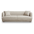 Pemberly Row Mid-Century Modern Living Room Luxury Fabric Linen Couch in Cream