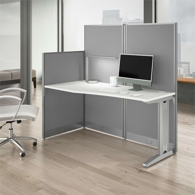 Pemberly Row Engineered Wood Straight Cubicle Desk in Pure White