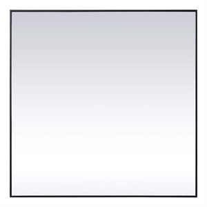 Pemberly Row 48&quot Square Modern Metal/MDF Wood Vanity Mirror in Black