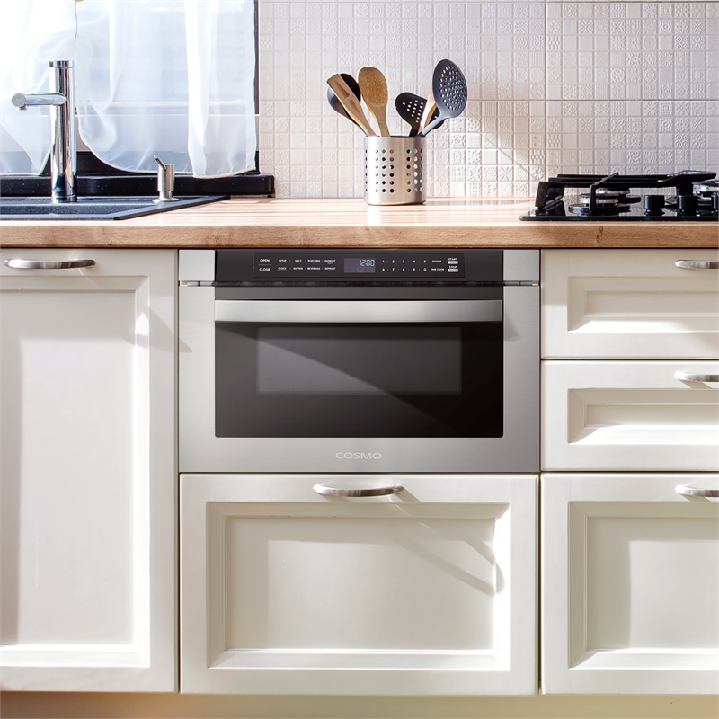 Pemberly Row Built-in Microwave Drawer 1.2 cu.ft.Capacity - Stainless Steel