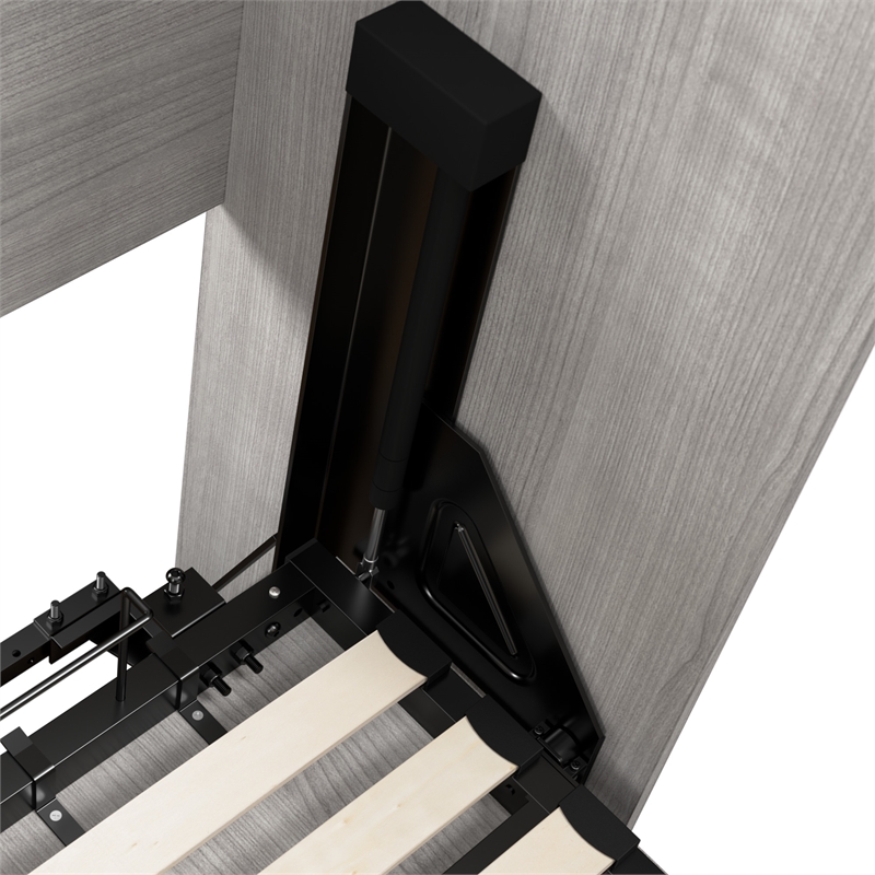 Pemberly Row Wood Queen Murphy Bed with Closet Organizers in Gray