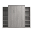 Pemberly Row Wood Queen Murphy Bed with Closet Organizers in Gray