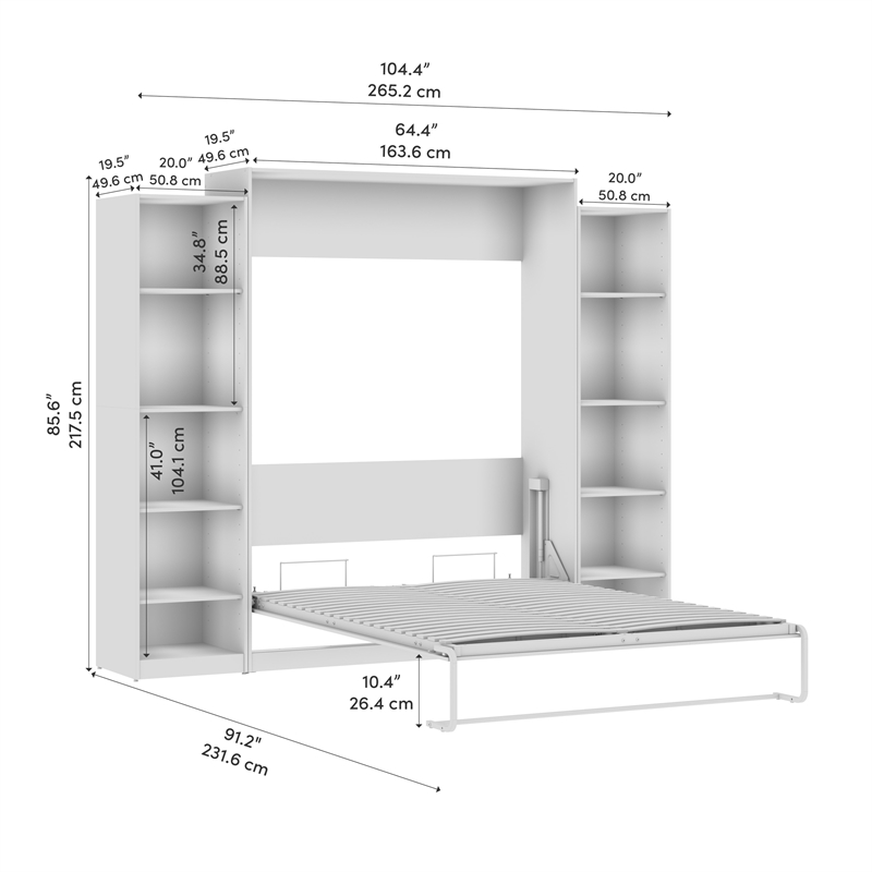 Pemberly Row Wood Queen Murphy Bed with Closet Organizers in Gray