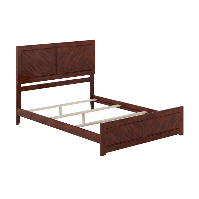 Pemberly Row Canyon Queen Foundation Bed Frame w/ Matching Footboard in Walnut