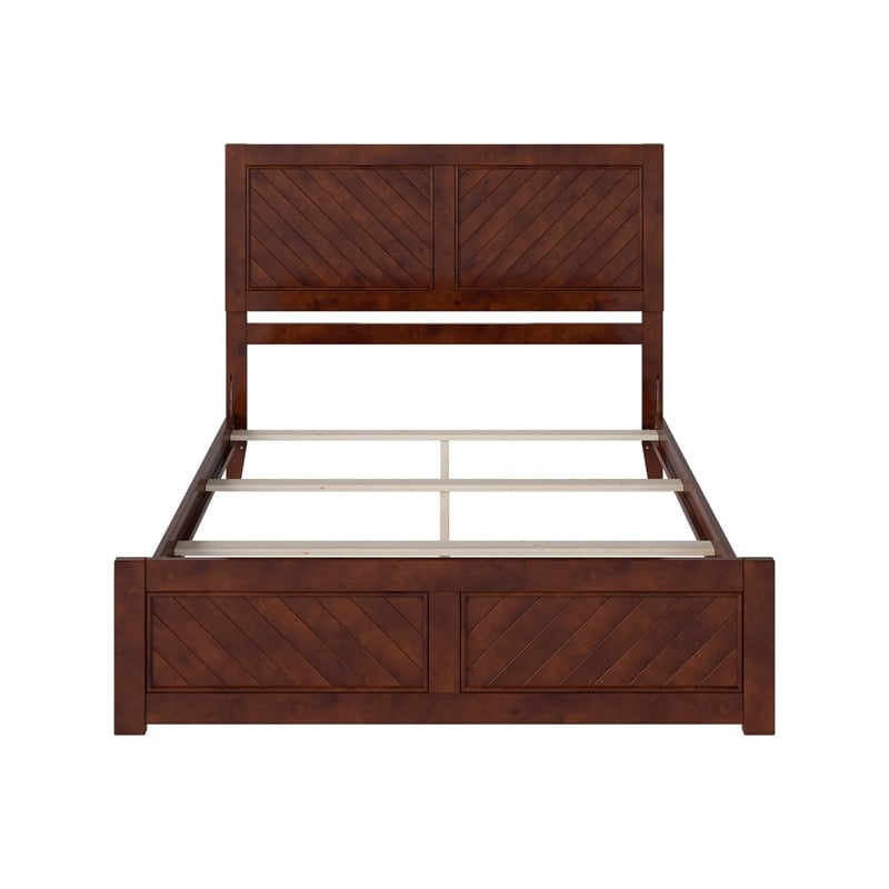 Pemberly Row Canyon Queen Foundation Bed Frame w/ Matching Footboard in Walnut