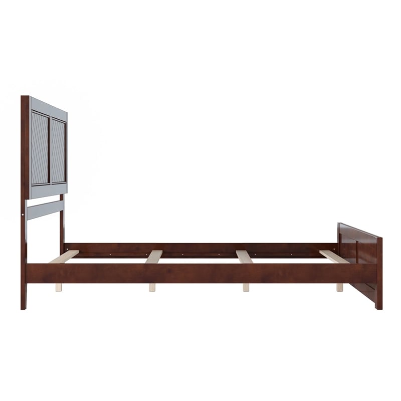 Pemberly Row Canyon Queen Foundation Bed Frame w/ Matching Footboard in Walnut