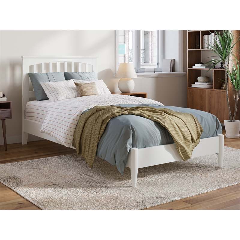 Pemberly Row Becket Twin XL Wood Low Profile Platform Bed in White