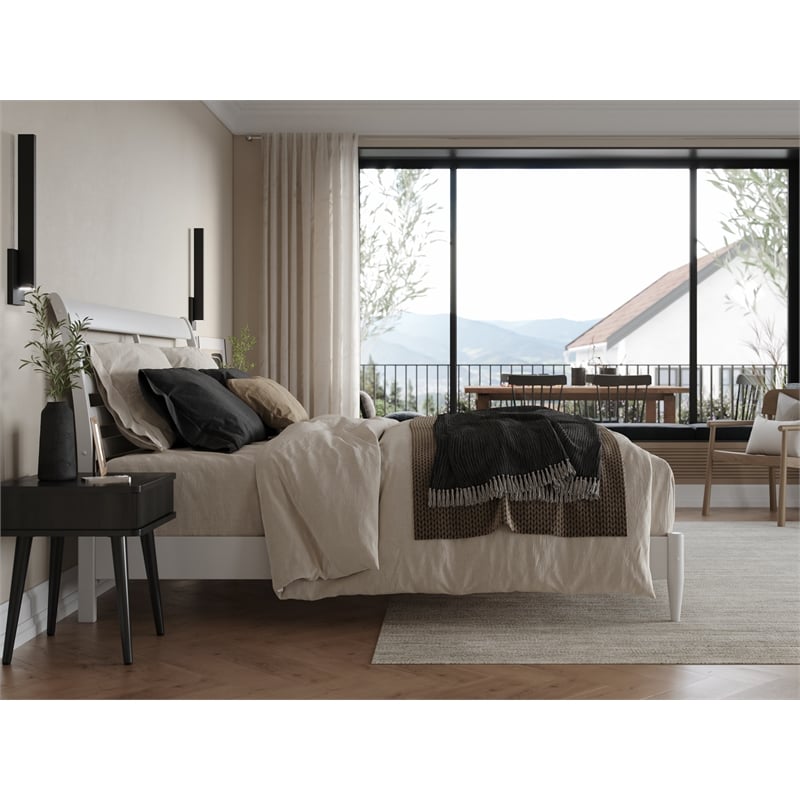 Pemberly Row Modern King Wood Low Profile Platform Bed in White