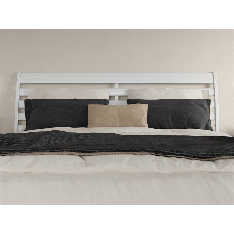 Pemberly Row Modern King Wood Low Profile Platform Bed in White
