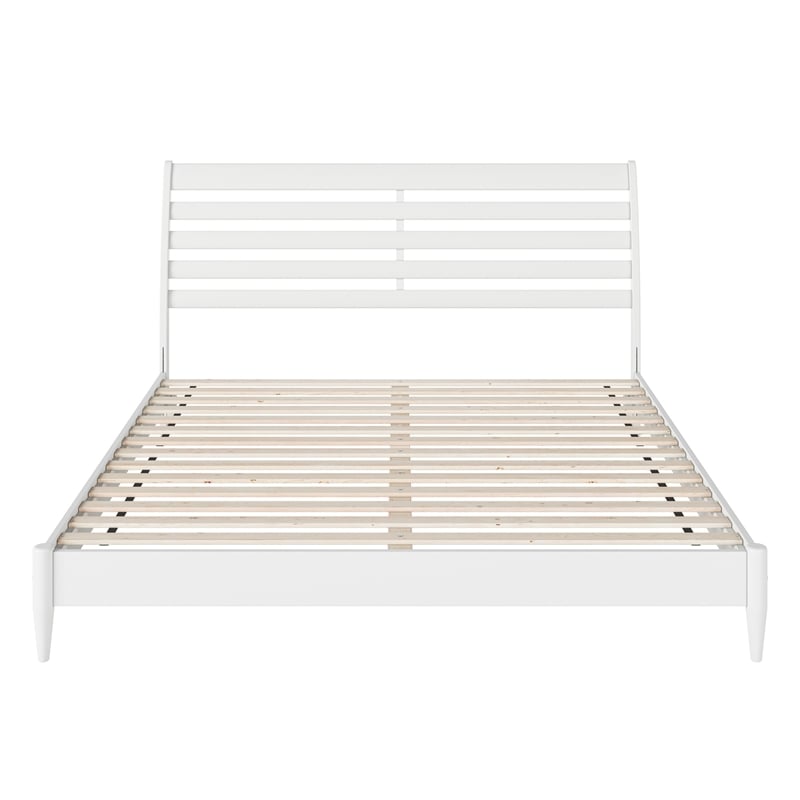 Pemberly Row Modern King Wood Low Profile Platform Bed in White