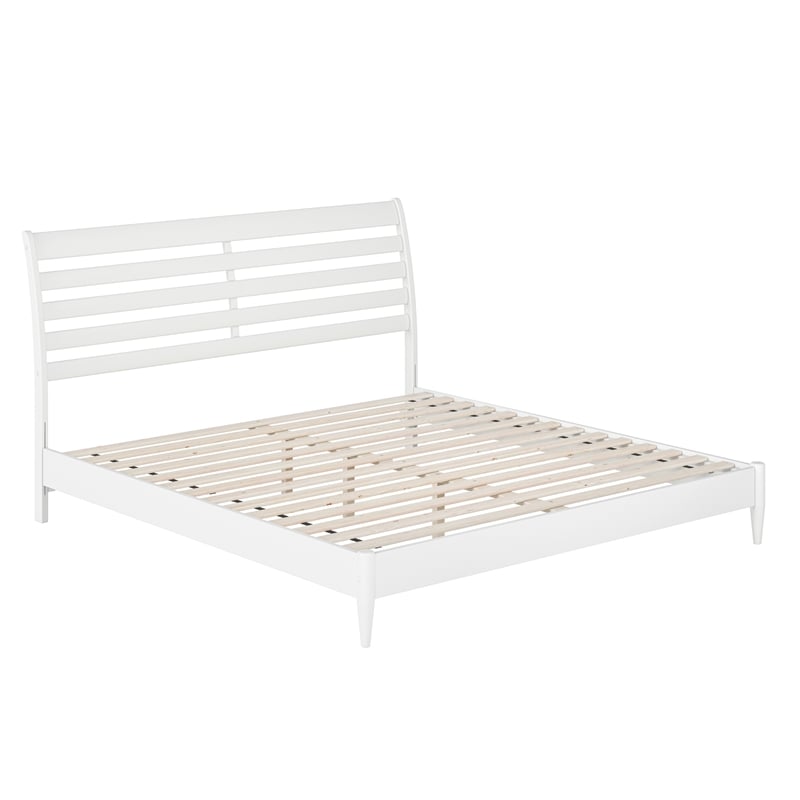 Pemberly Row Modern King Wood Low Profile Platform Bed in White