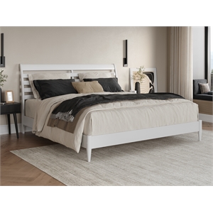Pemberly Row Modern King Wood Low Profile Platform Bed in White