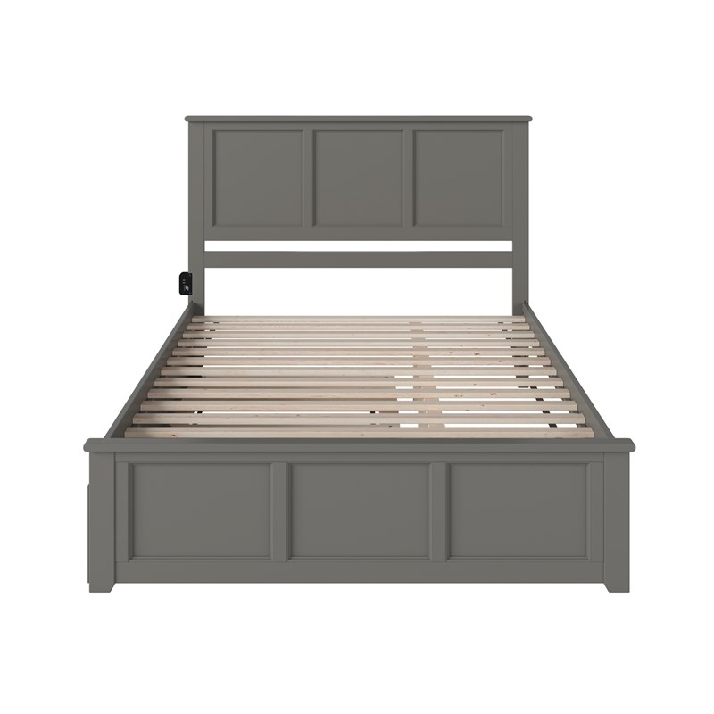 Pemberly Row Madison King Platform Bed  and Twin XL Trundle in Grey