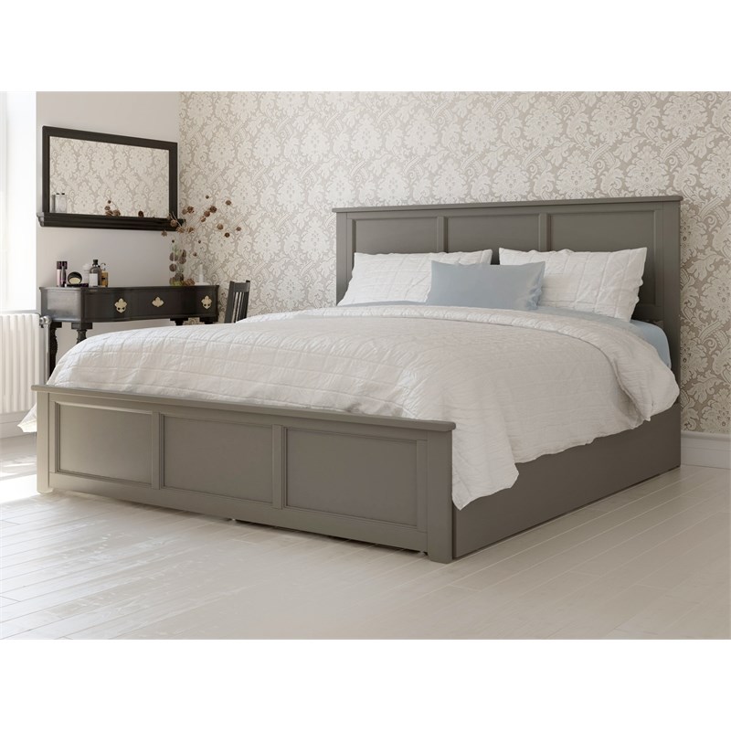 Pemberly Row Madison King Platform Bed  and Twin XL Trundle in Grey