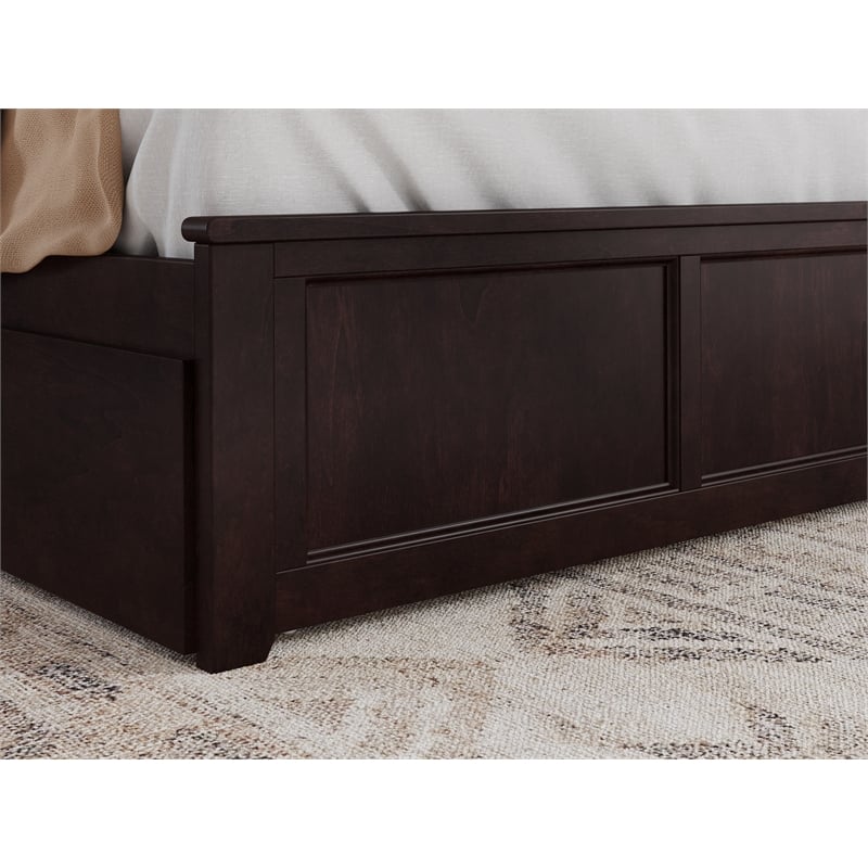 Pemberly Row Madison King Wood Platform Bed  and Drawers in Espresso