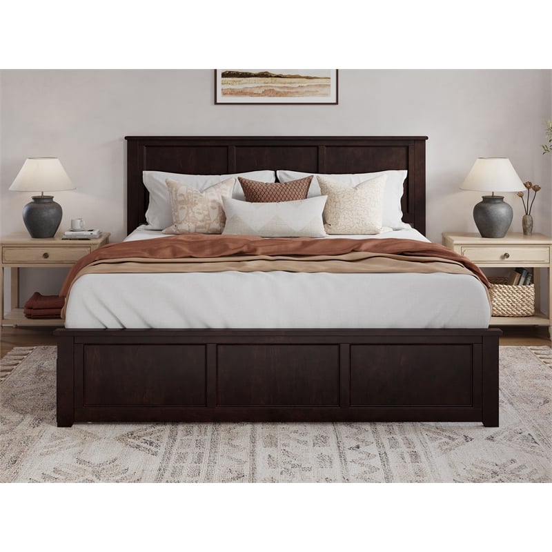 Pemberly Row Madison King Wood Platform Bed  and Drawers in Espresso