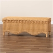 Pemberly Row Bohemian Light Honey Rattan Accent Bench with Scallop border