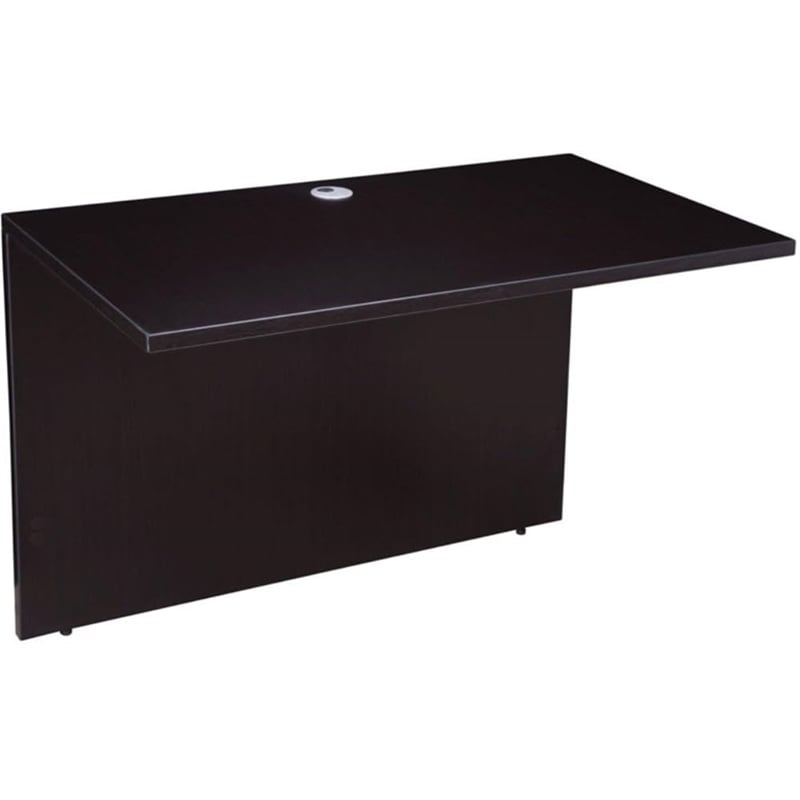 Pemberly Row U-Shape Desk Credenza with Pedestal and Hutch in Mocha