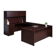 Pemberly Row U-Shape Desk Credenza with Pedestal and Hutch in Mahogany