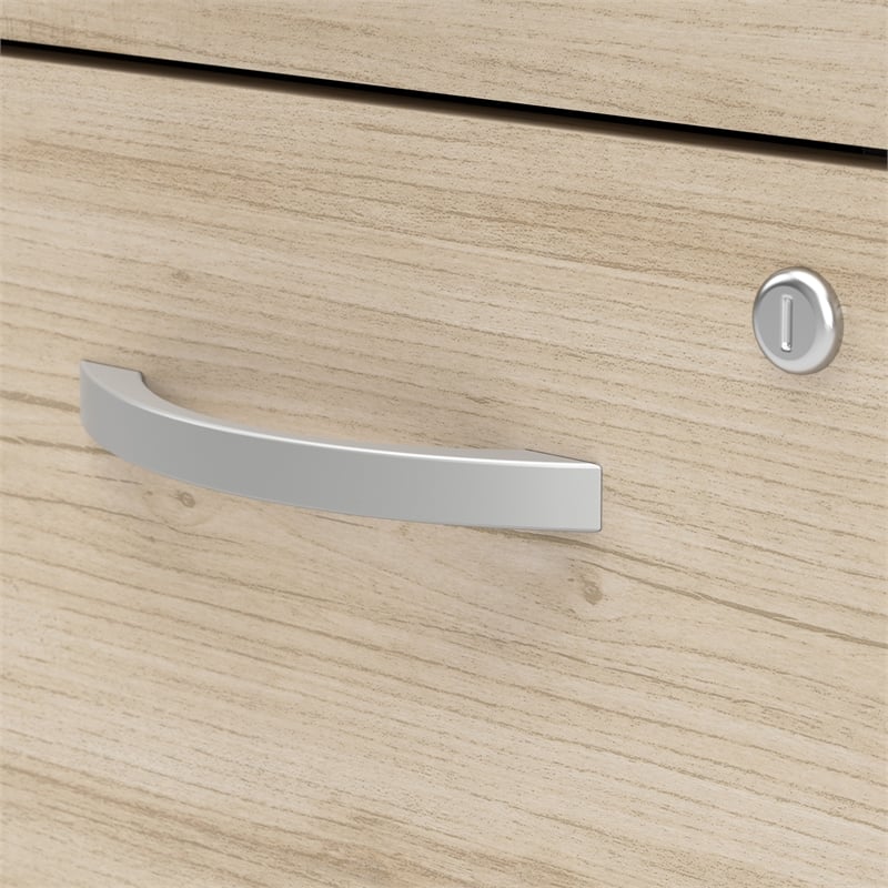 Pemberly Row L-Shape Reception Desk with Drawers - Natural Elm - Engineered Wood