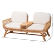 Pemberly Row Modern Bohemian Light Honey Rattan Tete-a-Tete Sofa