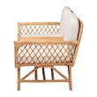 Pemberly Row Modern Bohemian Light Honey Rattan Tete-a-Tete Sofa