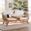 Pemberly Row Modern Bohemian Light Honey Rattan Tete-a-Tete Sofa