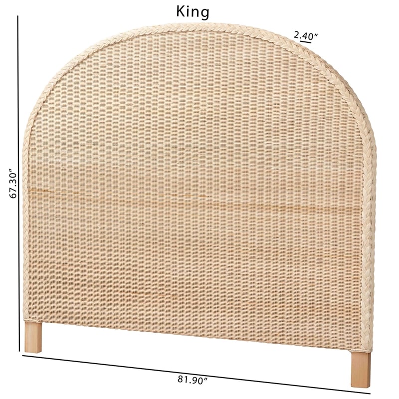 Pemberly Row Sun Bleached Rattan King Size Standalone Headboard