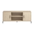 Pemberly Row 58W TV Stand with Doors & Shelves in Natural Elm - Engineered Wood