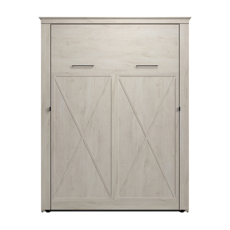 Pemberly Row 69W Queen Murphy Bed - Engineered Wood in White