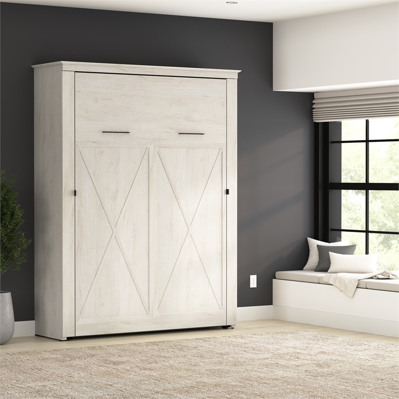 Pemberly Row 69W Queen Murphy Bed - Engineered Wood in White