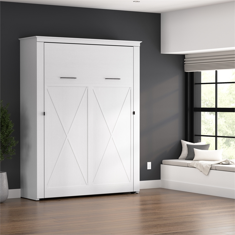 Pemberly Row 69W Queen Murphy Bed - Engineered Wood in White